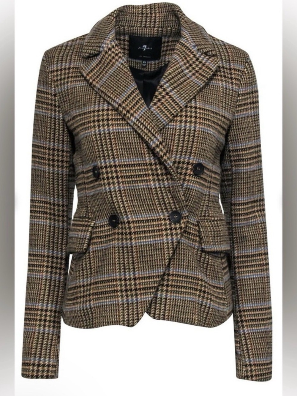 NWT 7 For All Mankind Wool Blend Plaid Twill Blazer in Tan
Multi Size S